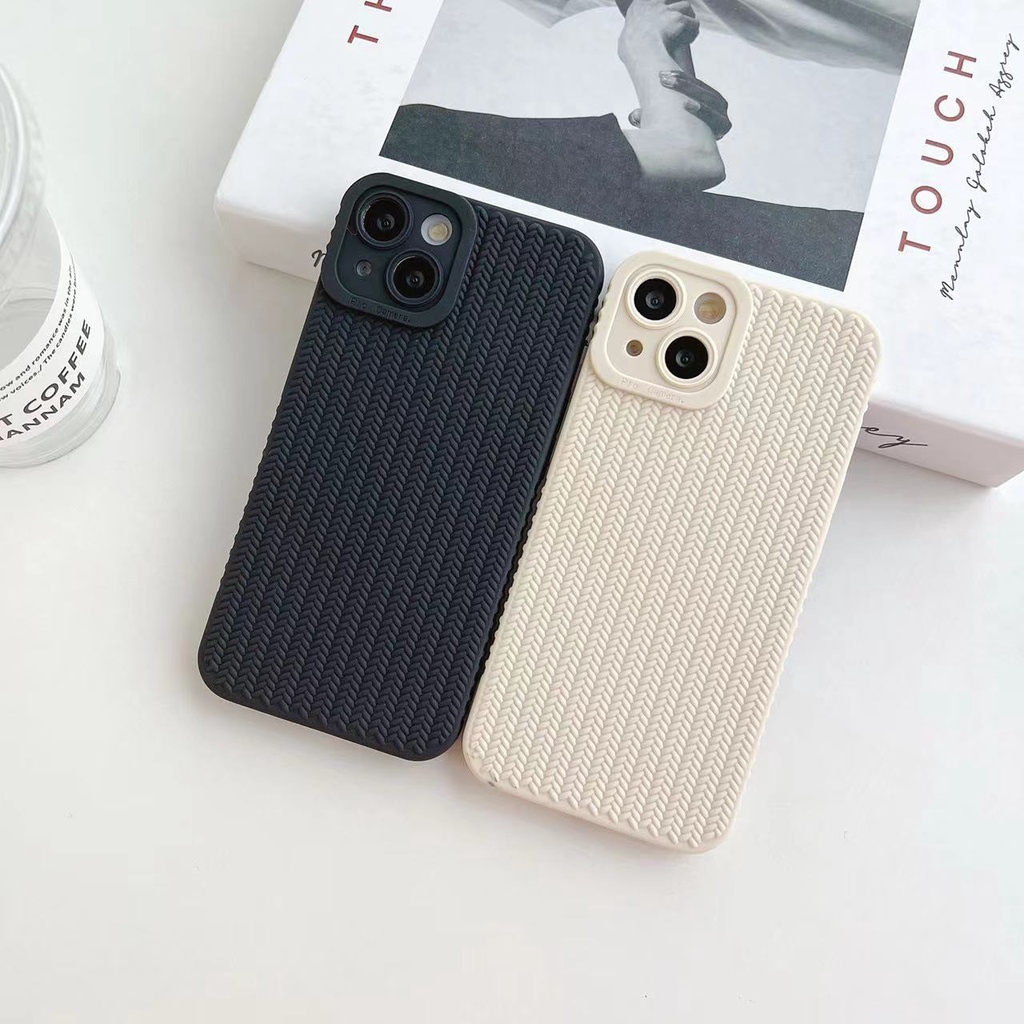 IPHONE Casing Ponsel Kepang Warna Solid Tahan Guncangan Dan Jatuh Untuk Iphone14 13 12 11 Pro Max X Xs Xr 7 8 Plus Case Cover