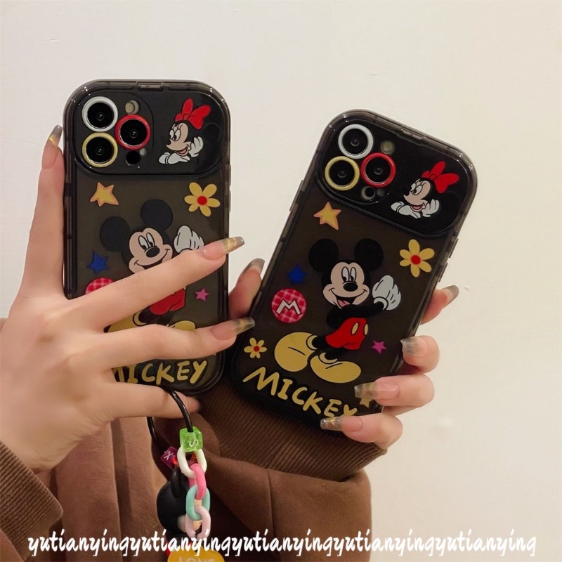 IPHONE Flip Make Up Cermin Mickey Minnie Mouse Cute Case Kompatibel Untuk Iphone14 11 13 12 Pro Max7 8 Plus X XR XS Max SE 2020 Shockproof Soft TPU Kartun Disney Phone Cover