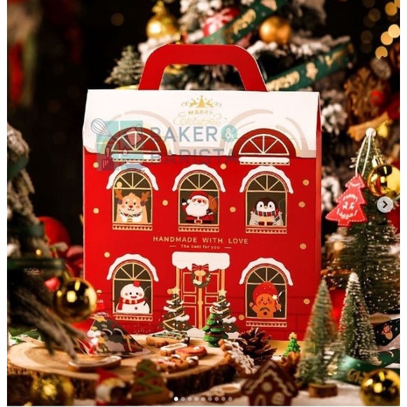 

⭐BISA COD⭐ Xmas Box Classic House Tenteng Box Kue Natal Hampers Cookies Christmas