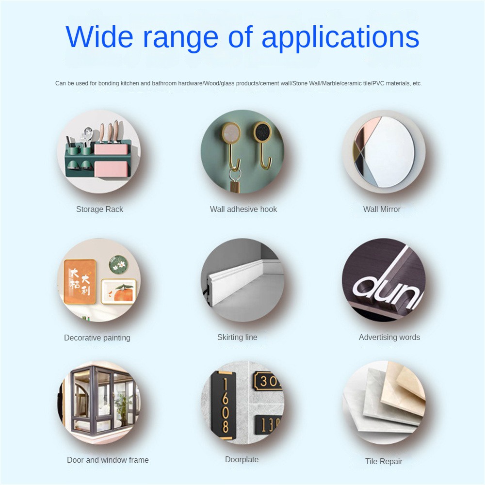 ღ 60Ml Transparan Kuku-Gratis Lem Ultra-Lem Perekat Yang Kuat Anti Jamur Kuat Sealant Struktur Lengket lem untuk Ubin Dinding Hook Rumah Perbaikan Aksesoris