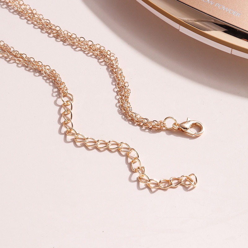 SS Kalung Rantai Multi Layer 6525 Kalung Liontin Koin Necklace Mode Retro 3 Layer Choker Rantai Bulat Gaya Korea