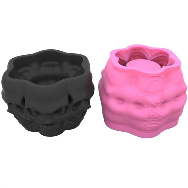 Siy Skull Pot Bunga Cetakan Dekorasi Tema Halloween Silicone Holder Mold