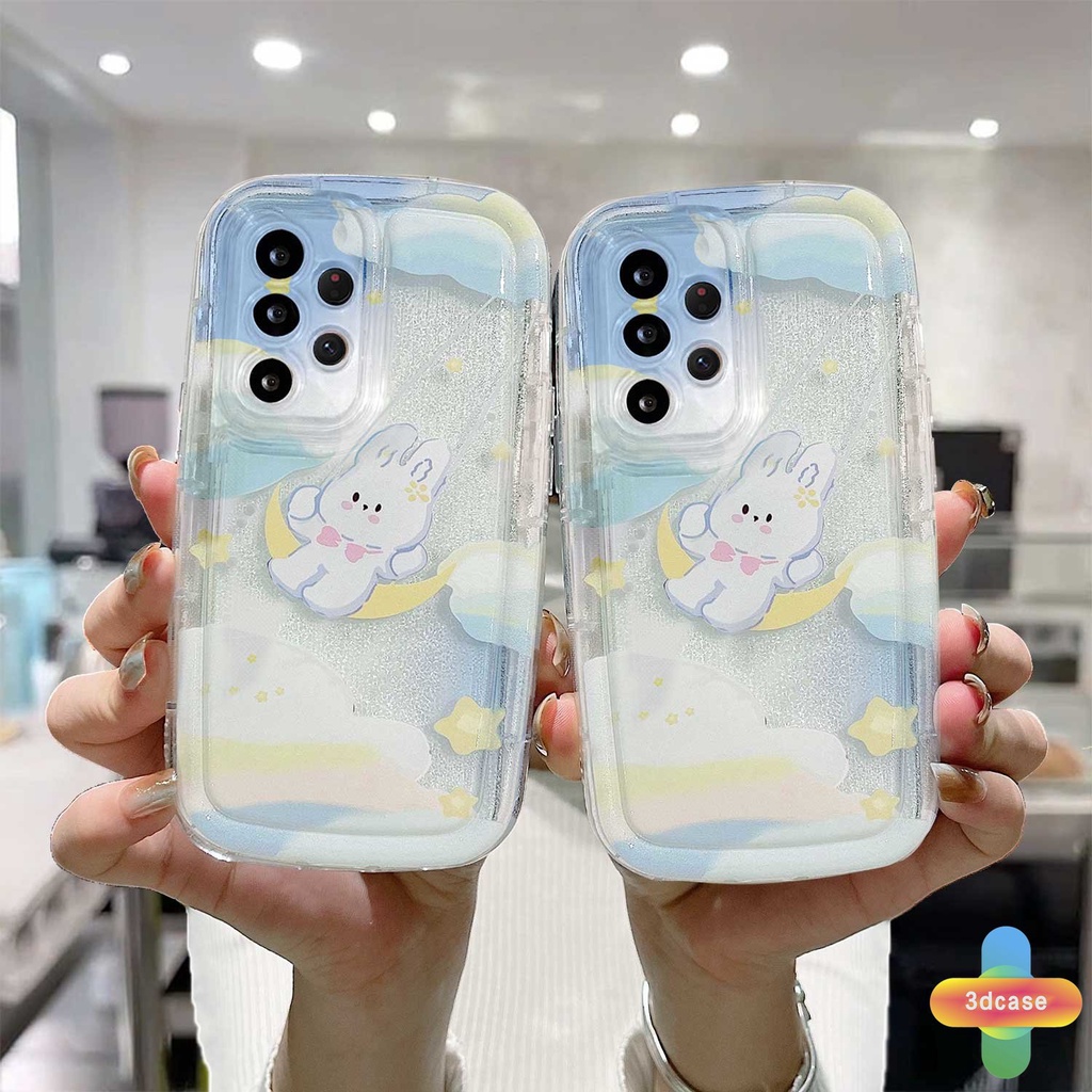 Case HP Samsung A22 A52 A13 A14 A32 A12 A03 A04 A04S A03S A23 A50 A02S A20 A50S A30S A52S A30 M12 M22 M32 A125 A13 Lie A14 LTE A037F F12 M04 M10S M02S A025 A205 A305 F02S Y22S Y20I Y12S Y17 Y15 Y15S Y35 A54 A55 Cute Moon Cloud Rabbit Soft Airbag Cover