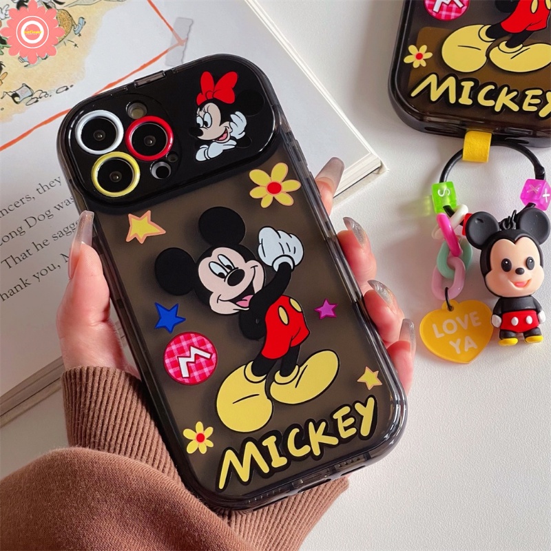 Compatible for IPhone 11 XR 14 13 12 11 Pro Max 7 8 Plus X XS MAX SE 2020 Cartoon Mickey Minnie Mouse Shockproof Creative Flip Make Up Mirror Cute Kuromi Soft TPU Case