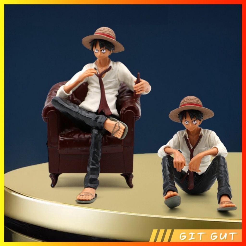 Action Figure Pajangan One Piece Luffy Duduk Sitting Chair Sofa Kursi