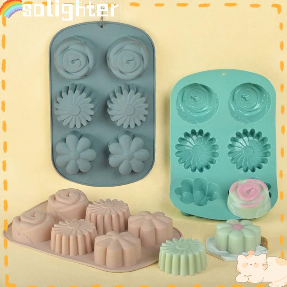 Solighter 3D Bunga Jelly Dome Baking Muffin Cup Cetakan Sabun Moon Cake Cetakan Kue Coklat