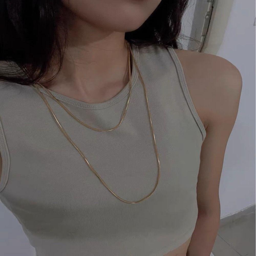 Mxbeauty Korea Gaya Kalung Minoritas Hip Hop Klavikula Rantai Gadis Hadiah Street Wear Rantai Tulang Ular Wanita Perhiasan Aksesoris