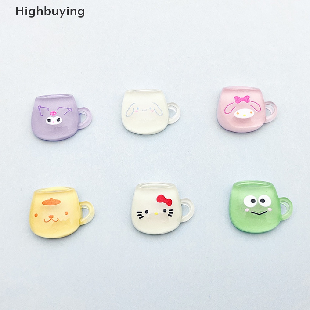 Hbid 10Pcs Sanrio Kartun Bercahaya Cangkir Kecil Diy Handmade Resin Aksesoris Jepit Rambut Patch Glory