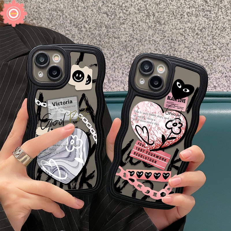 Infinix Smart5 4 6 Plus Hot 11s 10s NFC Note8 12 G96 10Pro 12Pro 12 2023 Hot 10 Lite 10 11 10T 9 8 Main 12 Pro 11s 12i 20 20s Wavy Edge Graffiti Love Heart Comme des Garcons Case/Tempat Bekal Makanan/Wadah Bekal Makanan/Wadah Bekal Makanan