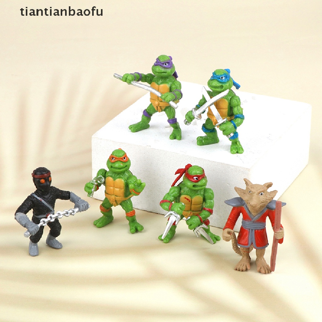 [tiantianbaofu] 6pcs/set Remaja Mutan Ninja Turtles Boneka Angka Anime Lucu Model Desktop Hiasan Mobil Dekorasi Rumah Mainan Anak Boneka Boneka Ornamen Lanskap Mikro Kue Inse