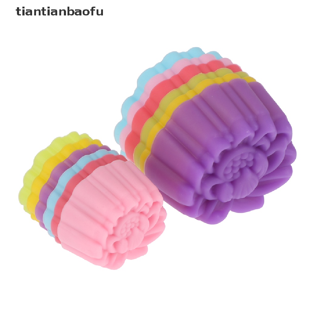 [tiantianbaofu] 5pcs 3/5cm Lotus Silicone Cetakan Kue Muffin Baking Non Reusable Molds Butik