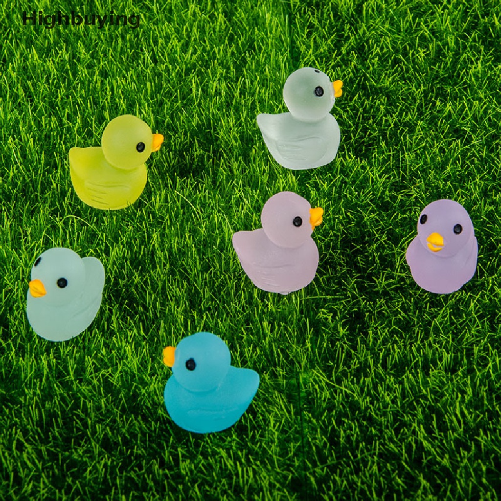 Hbid 10pcs Resin Bercahaya Patung Bebek Mini Glow in the dark Hewan Miniatur Peri Taman Aksesoris Rumah Dekorasi Meja Glory