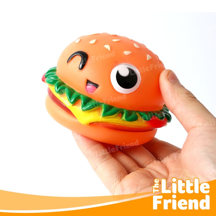 Mainan Anjing Kucing Bunyi Squeaky Plush On Rubber Bentuk Hamburger