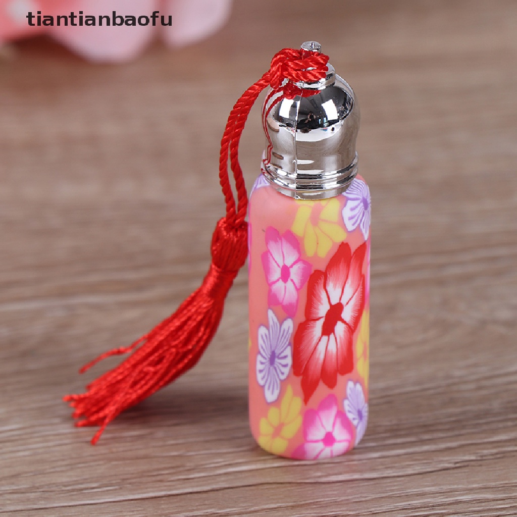 [tiantianbaofu] 1per4 * 6ml Botol Kaca Kosong Roll On Roller Tanah Liat Lembut Butik Acak