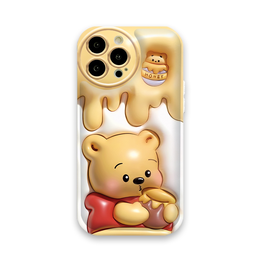 Realme C55 Realme10 C11 2021 C21Y C25Y C33 C35 C31 C15 C12 C25 C20 5 5i 6i 8i C3 C2 C1 Narzo50A Prime 3D Vision Kartun Winnie the Pooh Strawberry Bear Bantal Udara Soft Case RIXUAN