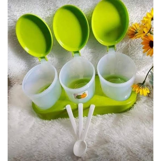 Tempat Bumbu + tempat minyak Kaca Set 4 in 1 Wadah Bumbu Serbaguna