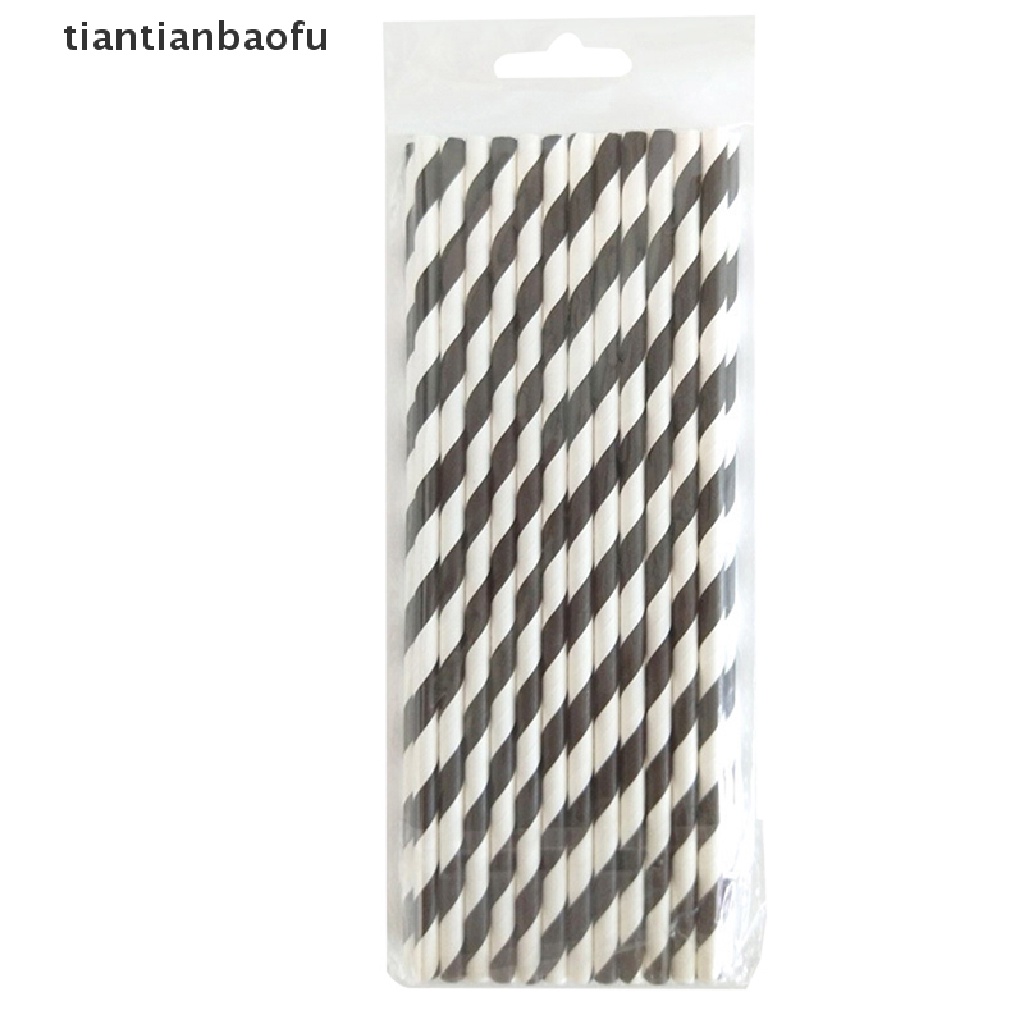 [tiantianbaofu] Biodegradable Stripes Paper Straw Stripes Sedotan Minum Pesta Ulang Tahun Pernikahan Butik