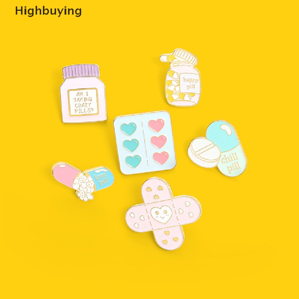 Hbid Kreatif Cinta Lucu Band-Aid Pil Botol Obat Enamel Pin Pink Kartun Paduan Bros Lencana Aksesoris Fashion Perhiasan Hadiah Glory