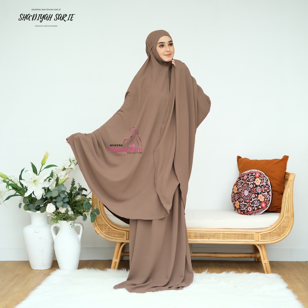 [New Arrival] Tren Mukena Shadiyah Mukena Dewasa Crincle Airflow Polos Premium Jumbo Original Free B