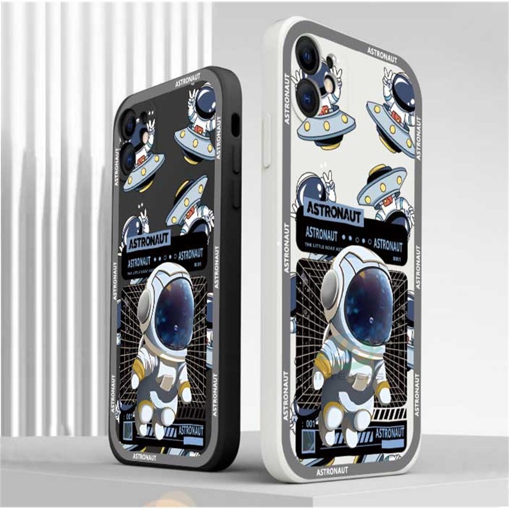 Casing ip iPhone 14 Pro MAX 14Pro 14plus 13ProMax 12 12ProMax 11 11Pro 11ProMax X XS MAX XR Astronot Pesawat Luar Angkasa Silikon Lembut Case Ponsel Binteacase