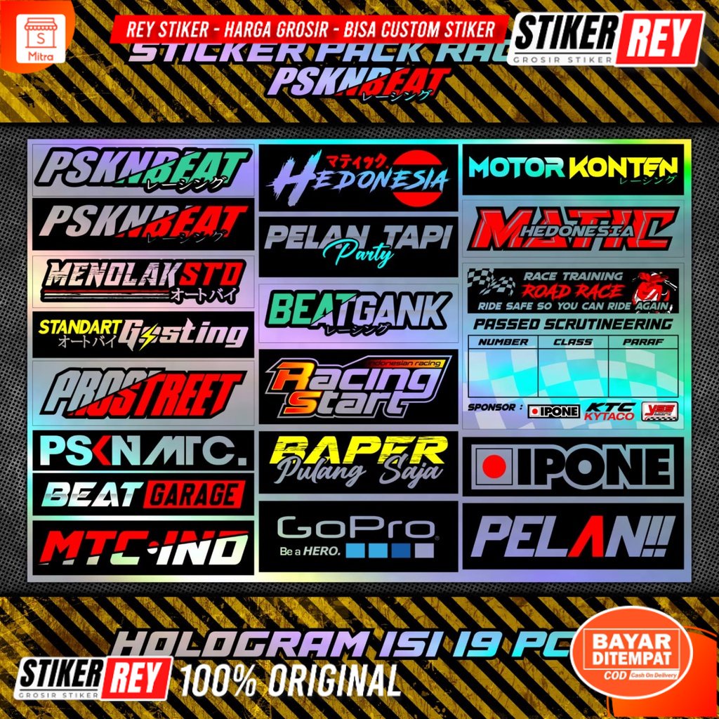 Stiker Racing Pack Beat Vario Scoopy Sticker Racing Hologram Stiker Sponsor Stiker Helm Stiker Motor