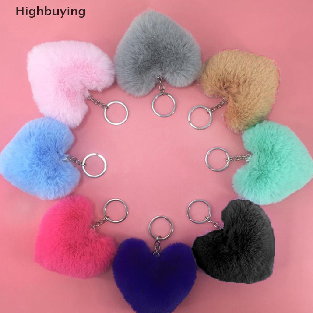Hbid Fashion Imitasi otter Kelinci Rambut Indah Hati Gantungan Kunci Tas Wanita Liontin Mobil Key Ring Glory