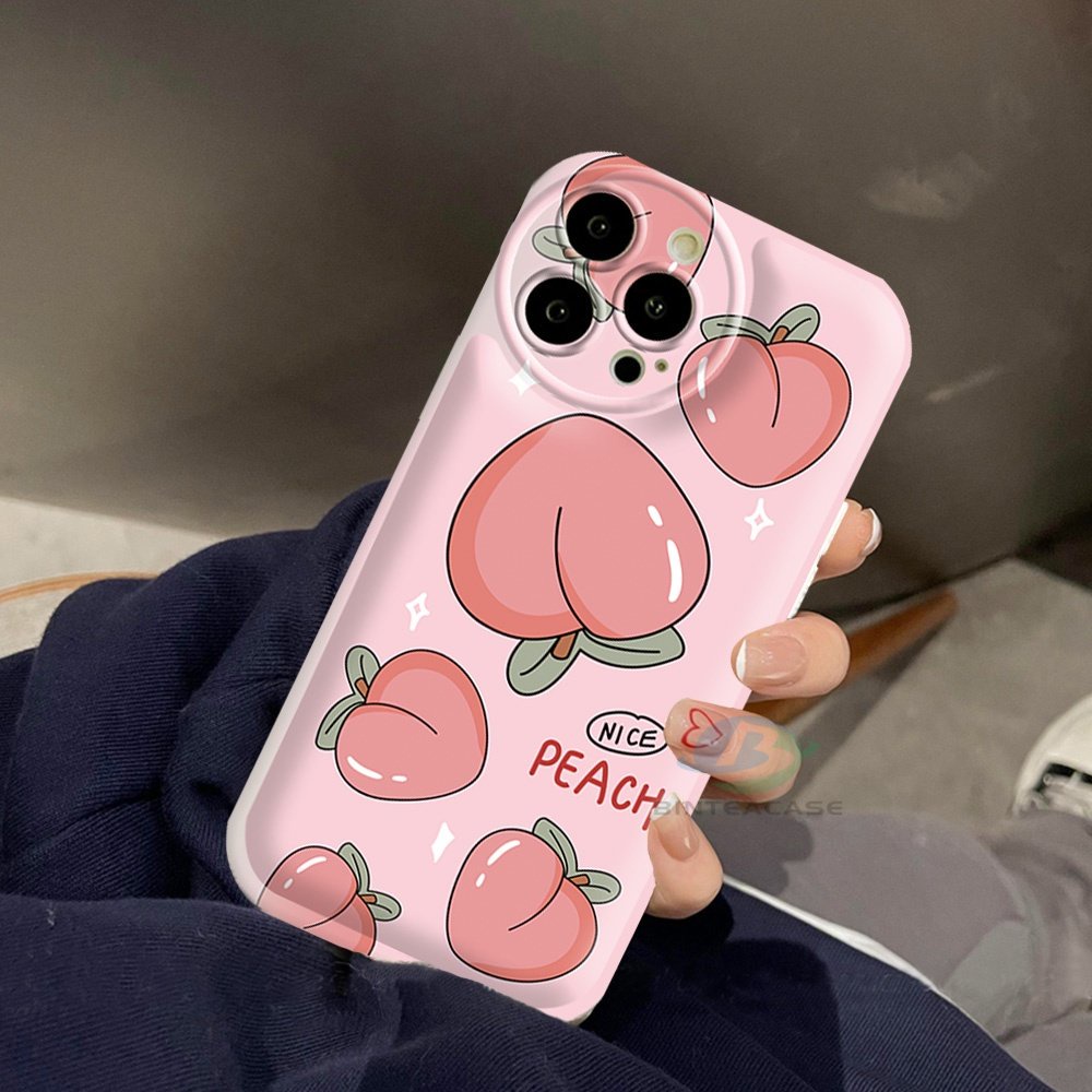 Casing hp Oppo A77S A57 A16 A16S A54S A16K A17 A5S A12 A3S A12E A92 A52 F1S A53 A33 A31 A9 A5 A15 A15S A54 F9 C1 A11K Summer Peach Silikon Airbag Case Binteacase