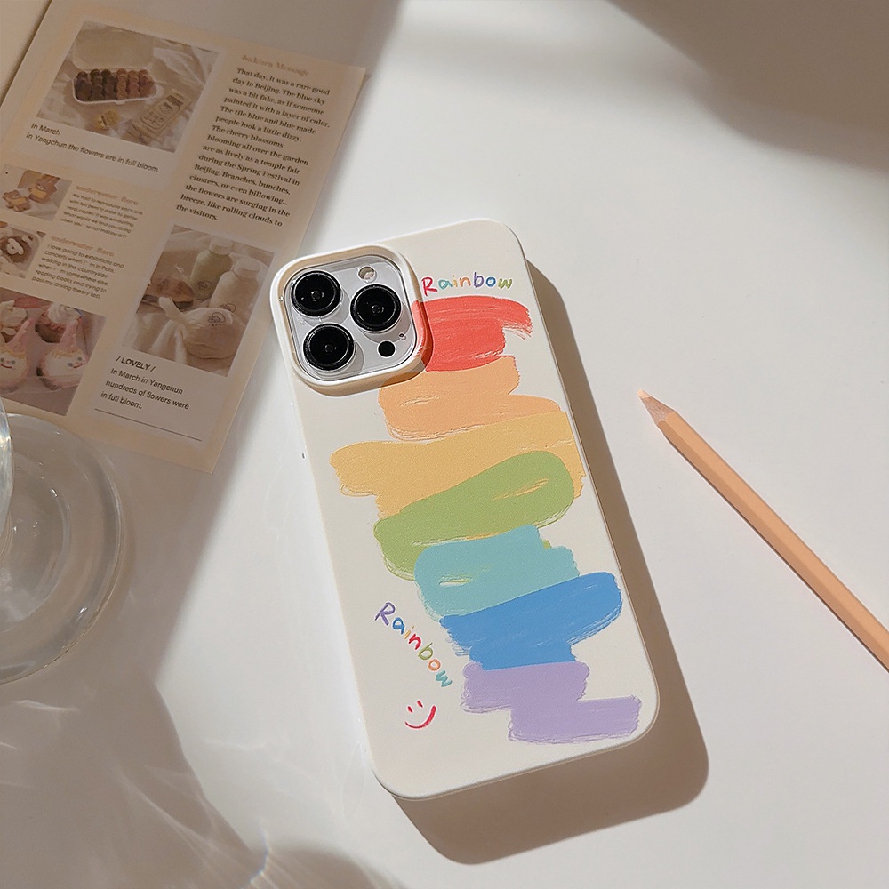 Ins Color Doodling Rainbow Silikon Case Untuk Iphone SE 2020 7 /8 Plus 14x XR XM 11 12 13 PRO MAX Casing Cover Pelindung AT0095