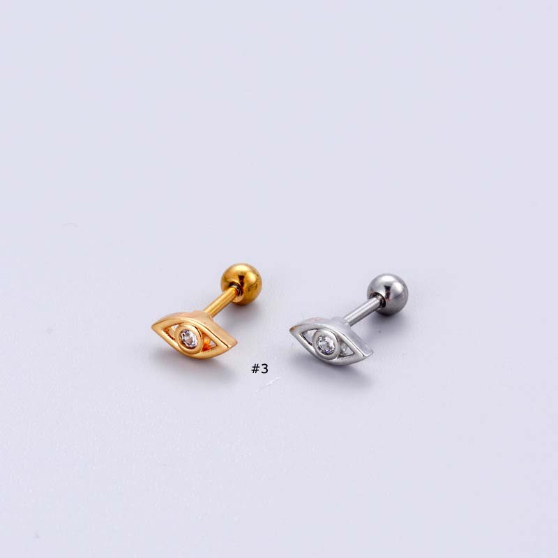 1biji2023new Mahkota Ular Bentuk Mata Rantai Menjuntai Helix Pinna Lobe Piercing 16Gauge Earring Stud Stainless Steel Dengan Zircon