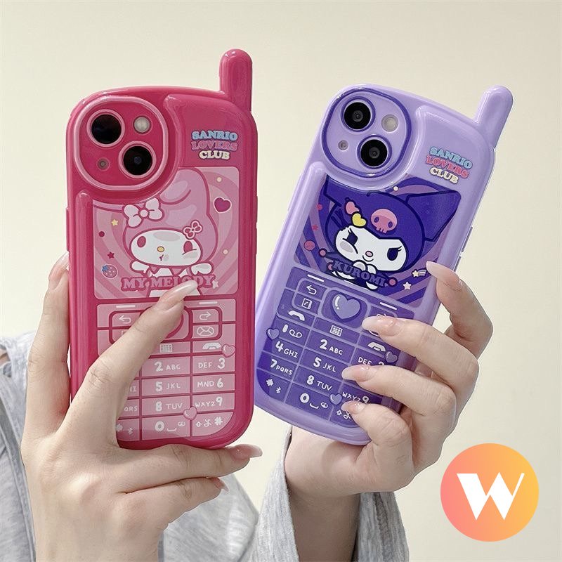 IPHONE Retro Kepribadian Ponsel Bentuk Kartun Melody Case Kompatibel Untuk Iphone11 14 13 12 Pro Max7 8 Plus X XR XS Max SE 2020 Lucu Kuromi Lembut Tpu Penutup Belakang