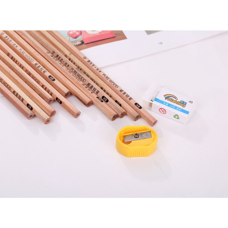 50pcs Pensil Pencil HB Rautan Penghapus Tabung Plastik Set GM-ST0259