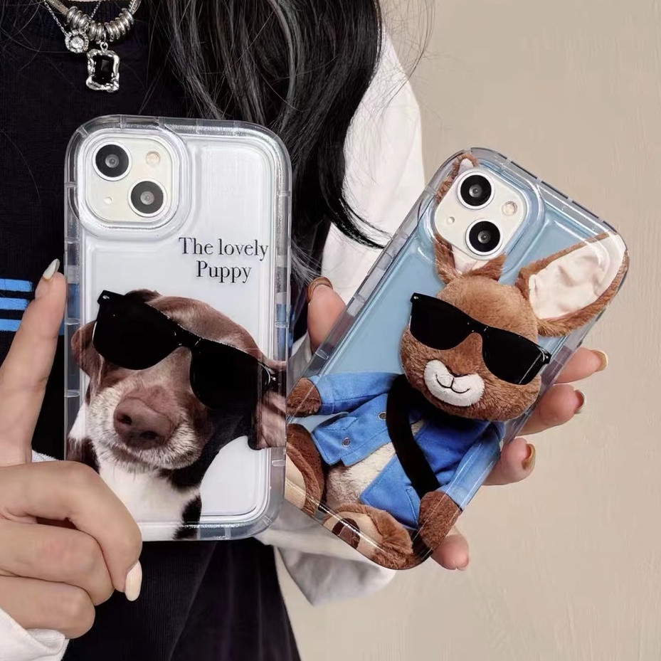 IPHONE Casing Ponsel Anjing Keren Kompatibel Untuk Iphone14 13 11 12 Pro XS Max X XR 7 8 Plus Casing Transparan TPU Pasangan Silikon Shockproof Cover