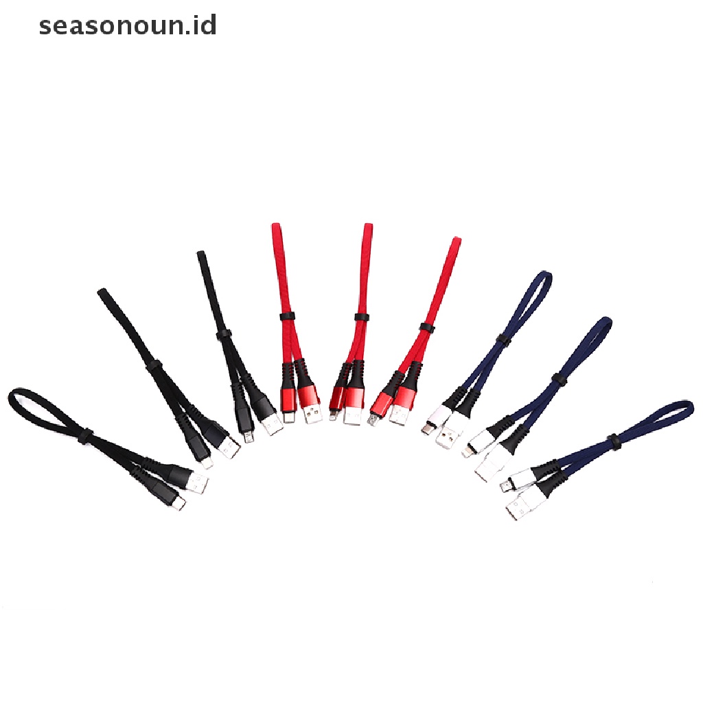 Seasonoun 30CM Mini Short 2.4A Quick Charging Micro USB Type-C Kabel Charger Data Sync.