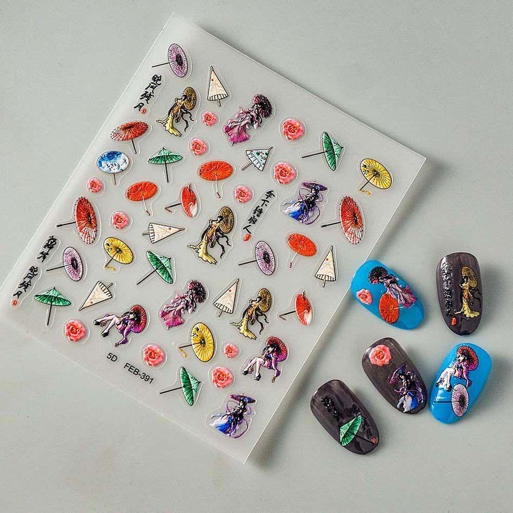 AUGUSTINA Agustina Stiker Kuku Cina Perekat Diri Opera Beijing Kuno Kostum Chinese Wedding Nail Art Dekorasi