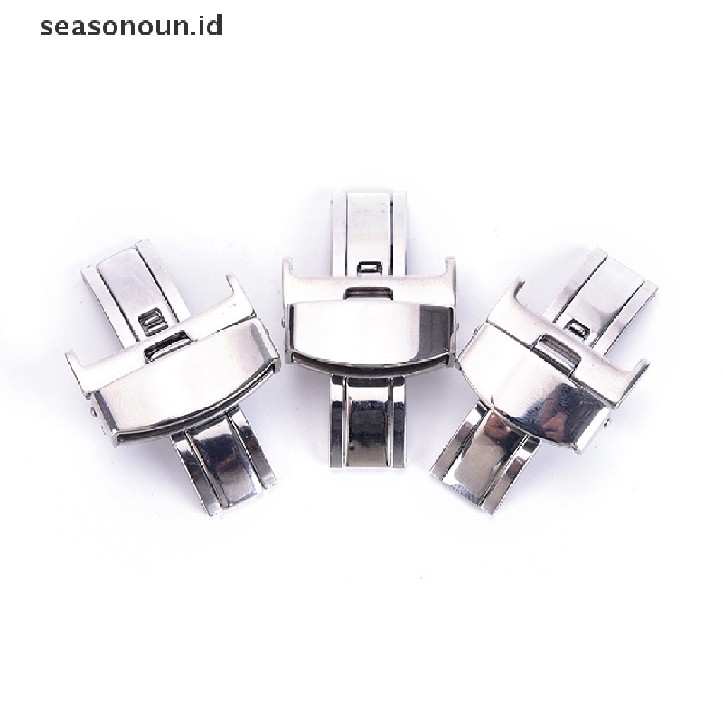 Seasonoun18 /20 /22mm Stainless Steel Butterfly Deployment Clasp Buckle Watch Strap Band.