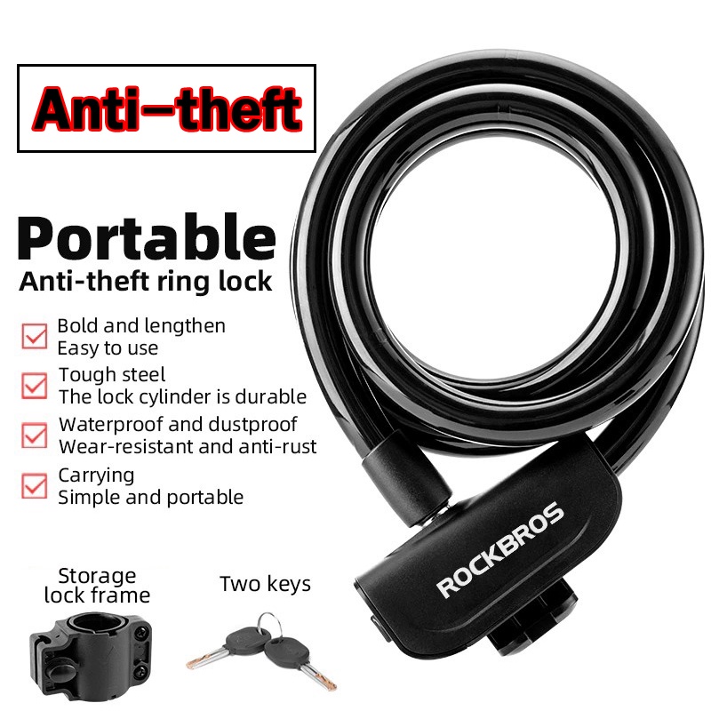 JINJIAN 515 Kunci Gembok Sepeda-Bike Bicycle Lock Ring 120CM Portable Cable Lock Kunci kendaraan listrik Kunci sepeda motor Kunci sepeda Kunci keamanan sepeda Model anti-pencurian