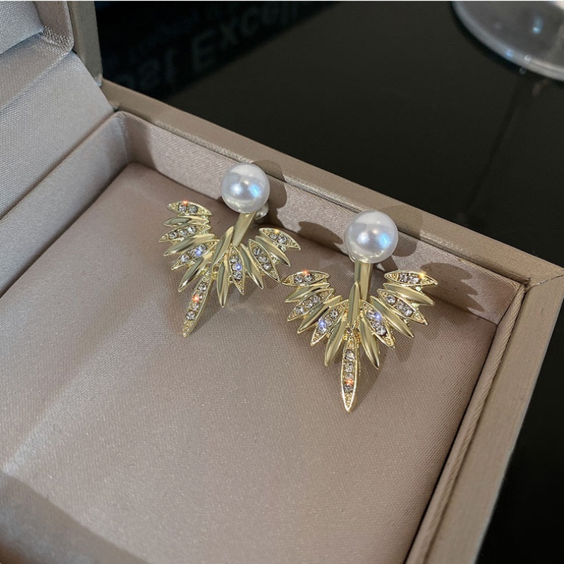 Anting Sayap Malaikat Mutiara Antik Aksesoris Berlian glitter Korea Wanita