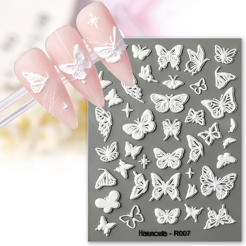 Stiker Nail Art 5D Timbul Bunga Dan Daun Nail Art Decal Dekorasi