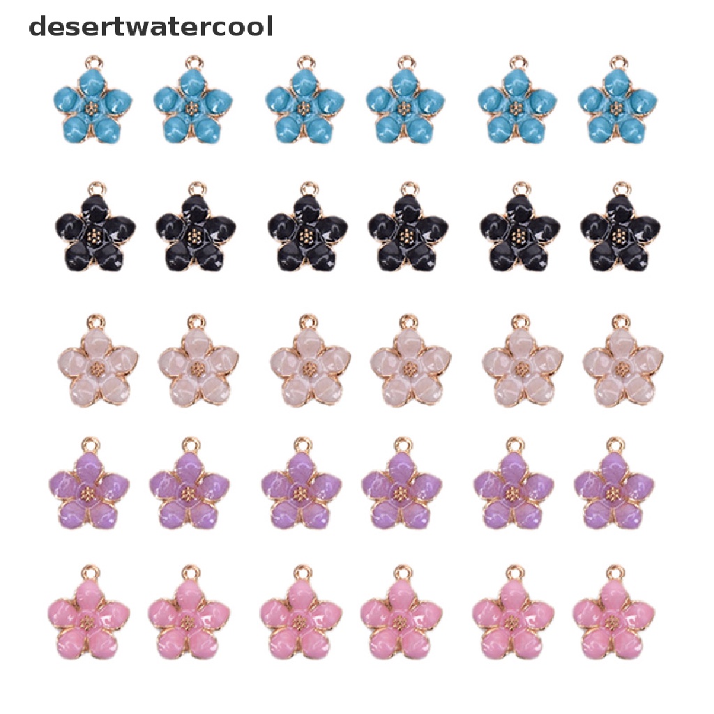 Deid 10PCS Enamel Multicolor Bunga Alloy Ch Liontin Perhiasan Kerajinan Temuan DIY Martijn