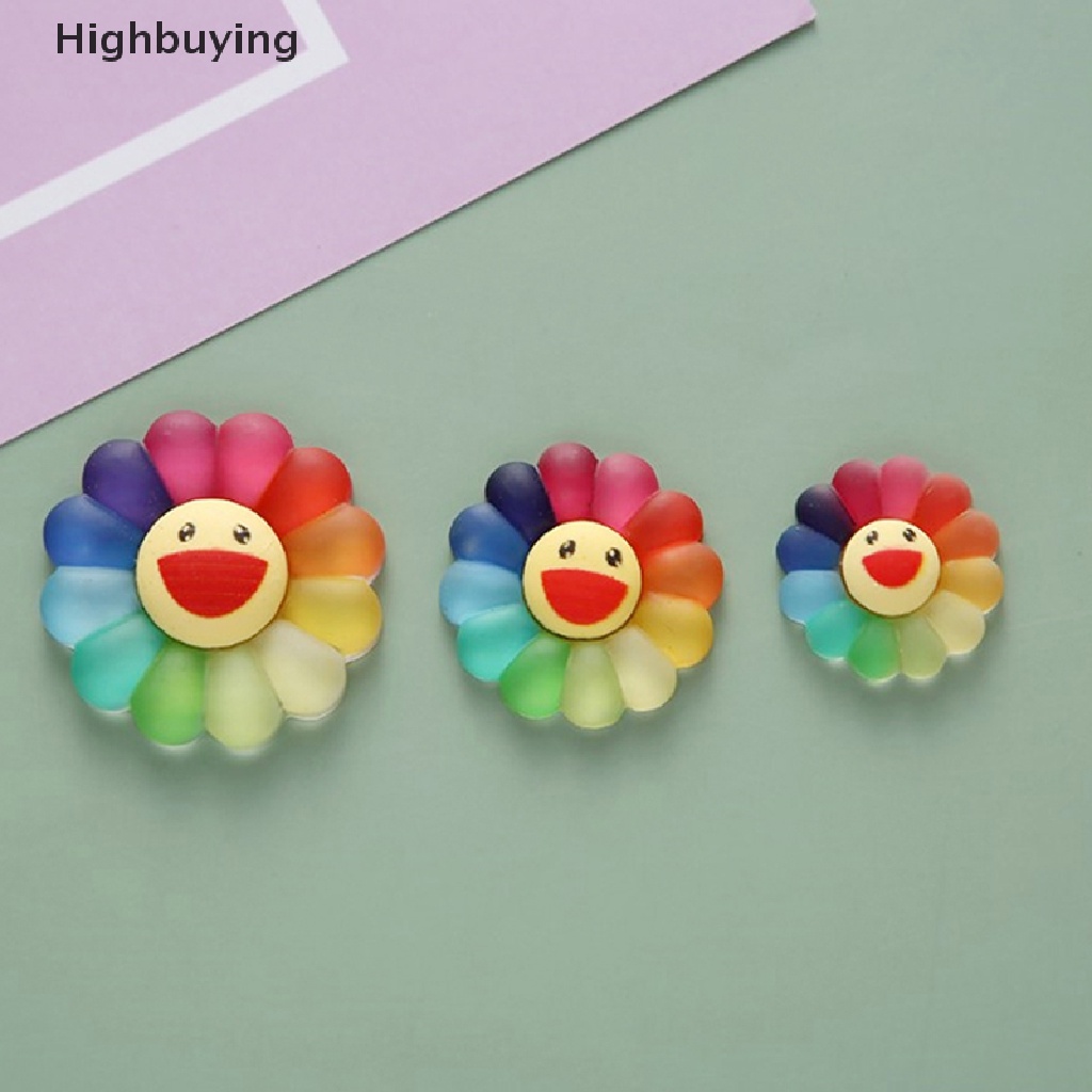 Hbid 10Pcs 3ukuran Colorful Smile Sun Flower Mixed Color Style Flat Back Resins Cabochon Scrapbook 3D Resin Patung Miniatur Glory