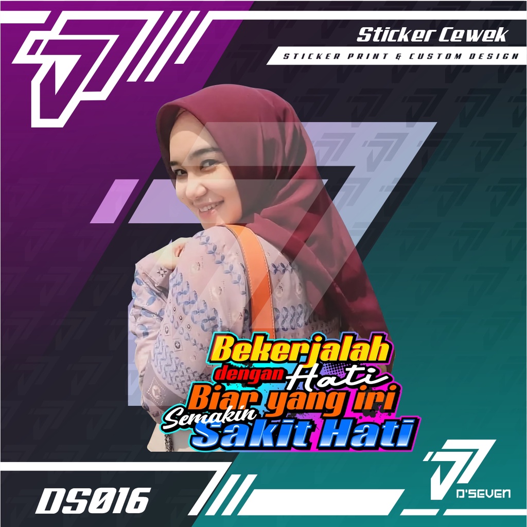Stiker Foto Cewek Cantik Hijab Vector Custom Bisa Request Foto & Kata-kata - Stiker Mobil / Motor / 