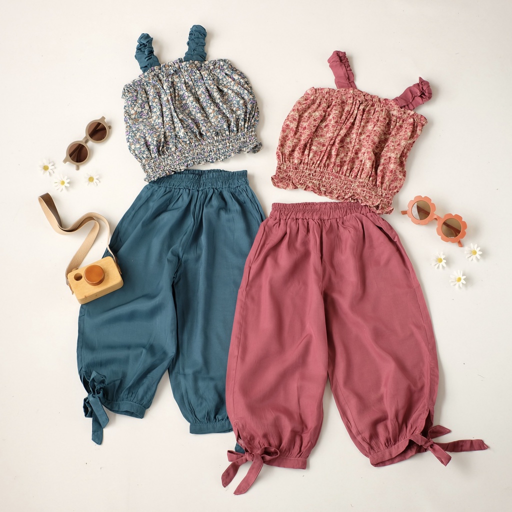 HappyOliver SET Anak LIVY MY170133 OF SHOULDER EBV Baju Setelan Sabrina Celana Kulot Perempuan Import Berkualitas