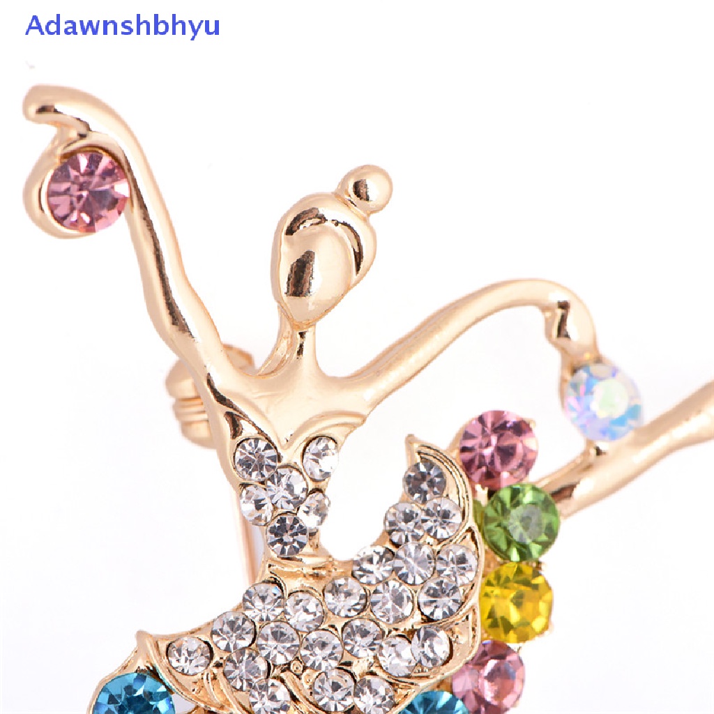 Adhyu Dancing Ballet Girl Brooch Rhinestone Brooch Pin Jewelry Women Bouquet Accessory ID