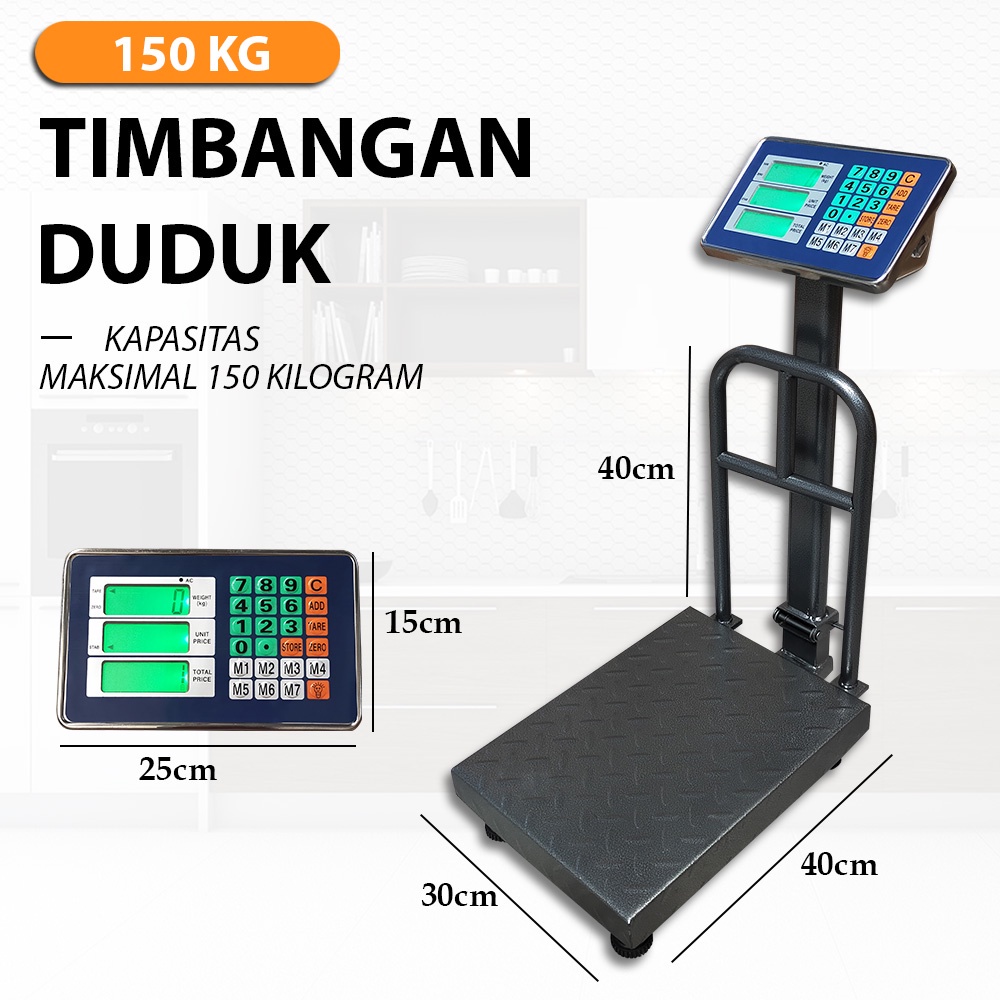 Timbangan Duduk Digital TCS 100 kg Elektronik Pagar Lipat Display Sembako Laundry Buah Barang Ekspedisi Beras Electronic platform scale 100kg