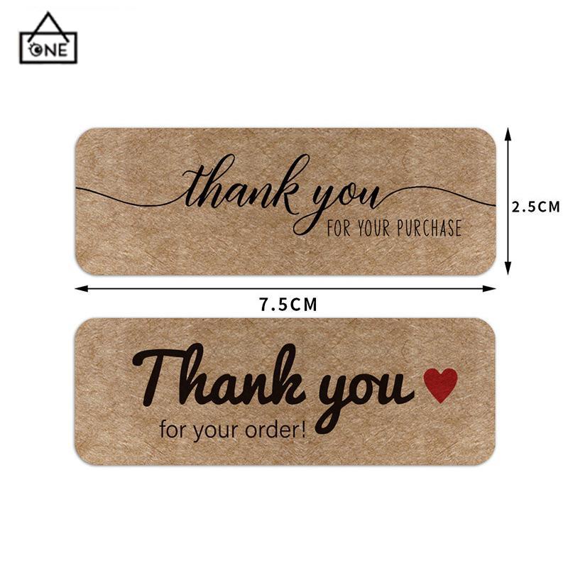 COD❤️Stiker Thank You 1 roll Kertas Kraft Berbentuk Persegi Panjang-A.one