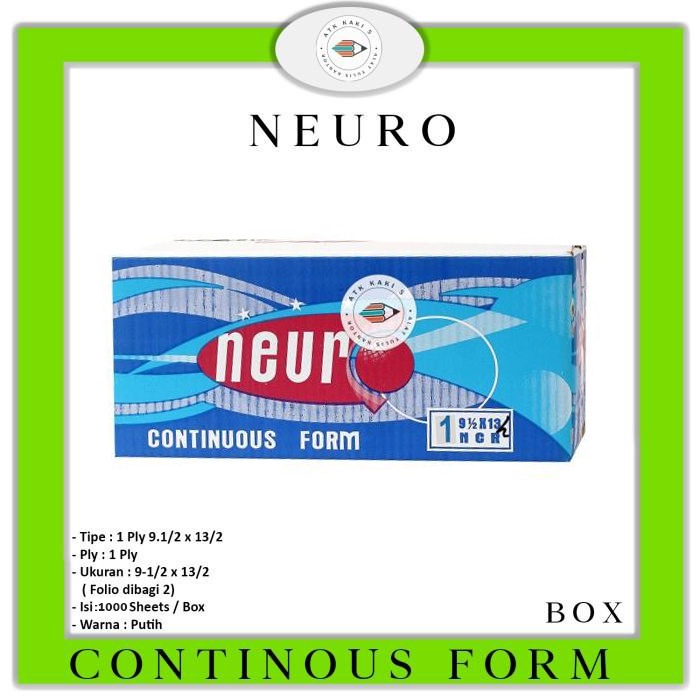 

NEURO - Continous Form K 1 Ply 91/2 x 13/2 - Folio Dibagi 2 - NCR -Box