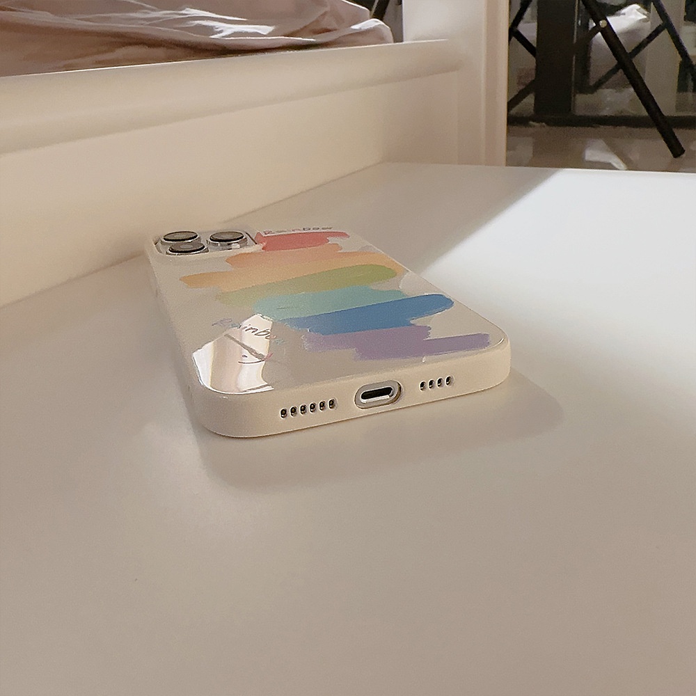 Ins Color Doodling Rainbow Silikon Case Untuk Iphone SE 2020 7 /8 Plus 14x XR XM 11 12 13 PRO MAX Casing Cover Pelindung AT0095