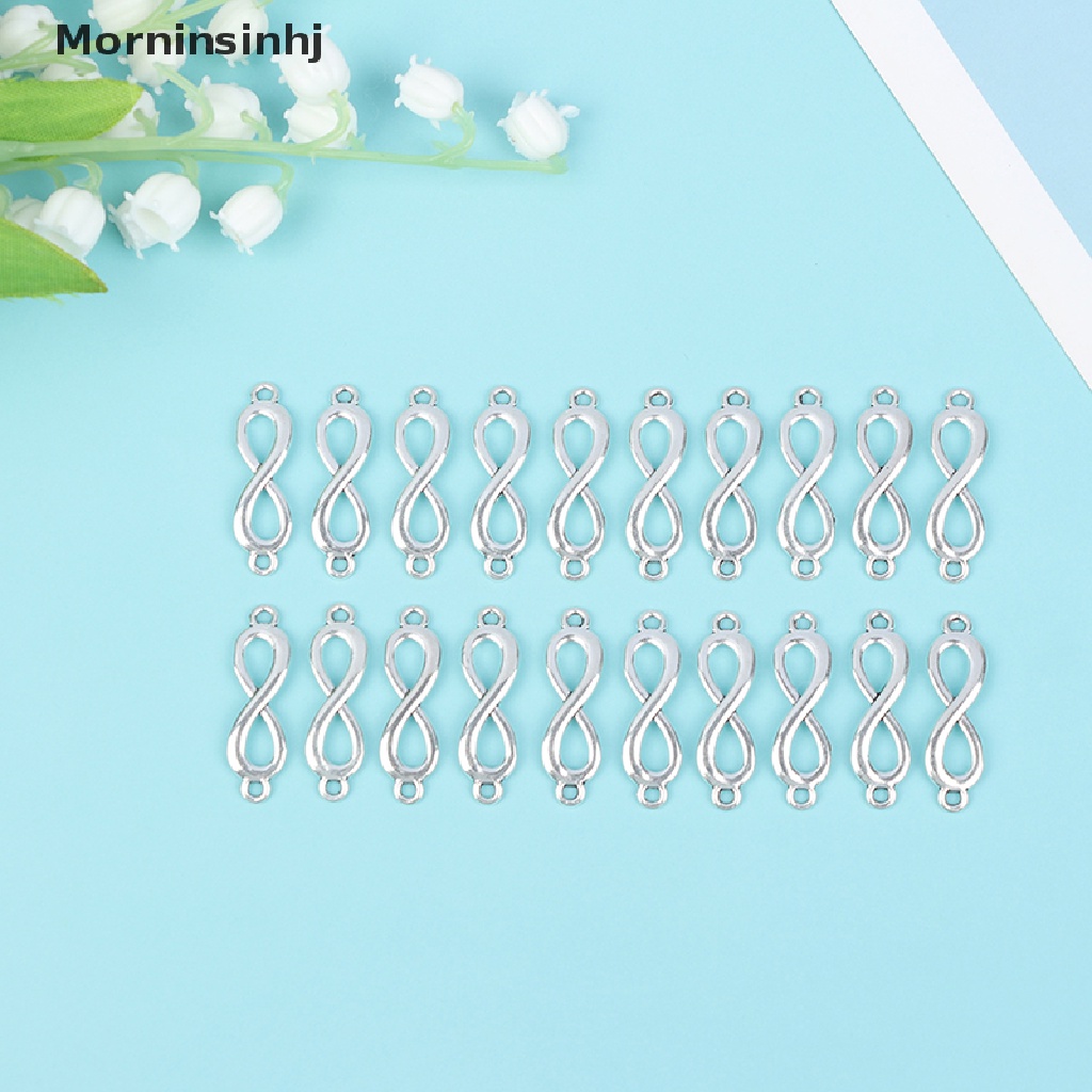 Mornin 20PCS Ch Link Infinity Symbol Sambungan Liontin Warna Silver DIY Membuat id