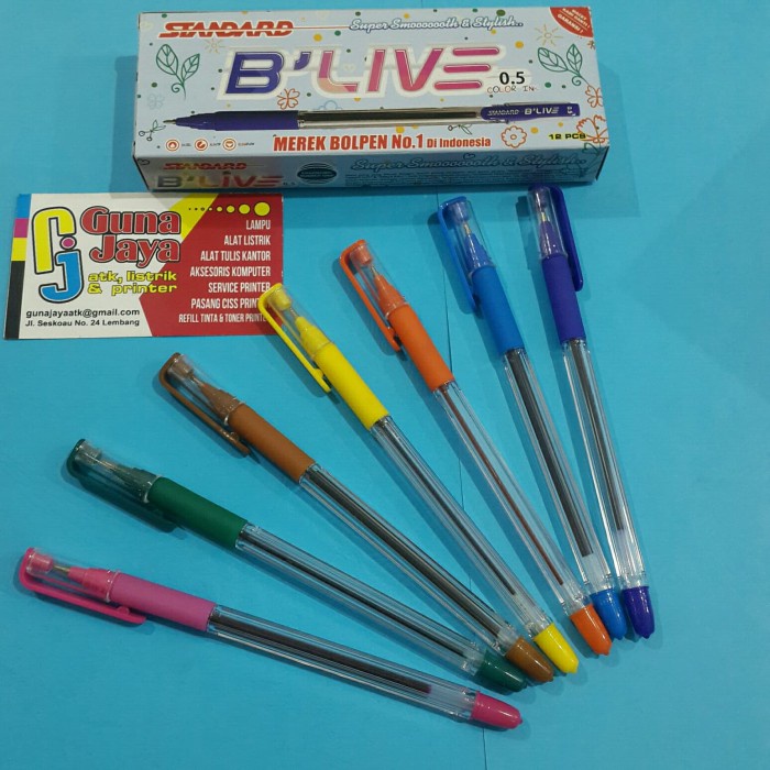 

Ballpoint Standard B'Live 0.5 Colour Ink/Standard Pulpen Warna