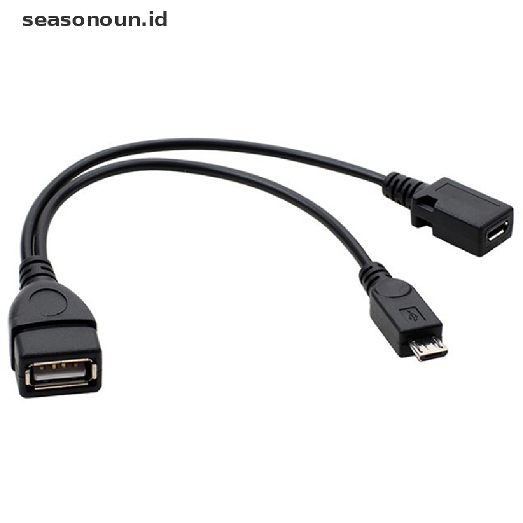 Seasonoun 2in1 OTG Micro USB Host Power Y Splitter USB Port Terminal Adapter Kabel OTG Kabel Data Pria Wanita Untuk Flash Disk Smart Phone.